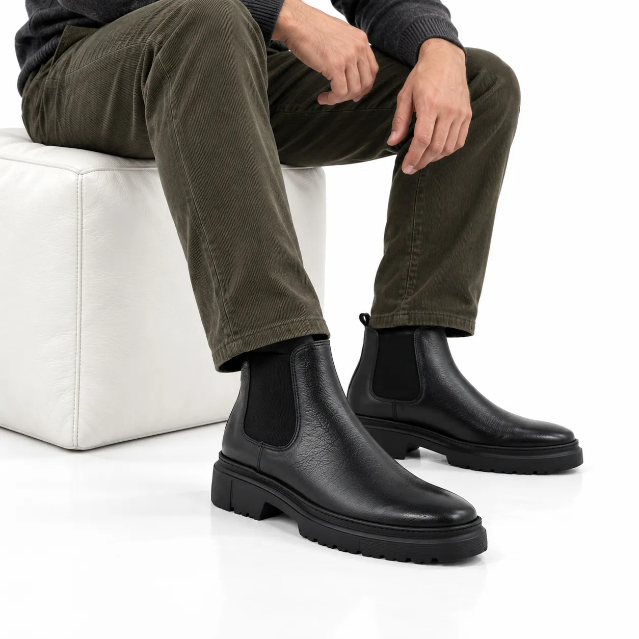 Bottine homme 460 noir cuir pour homme ....